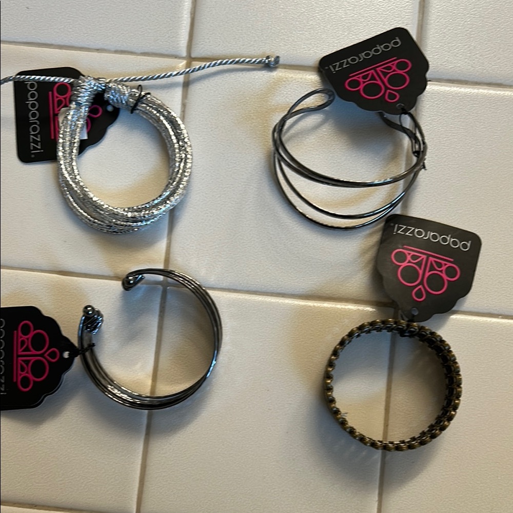 Paparazzi Silver and Black Bracelet Set